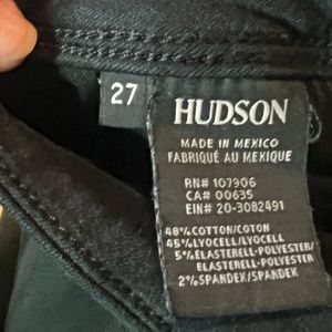 Hudson Mid rise skinny in Black 27 and the other pair in Dark denim 28.